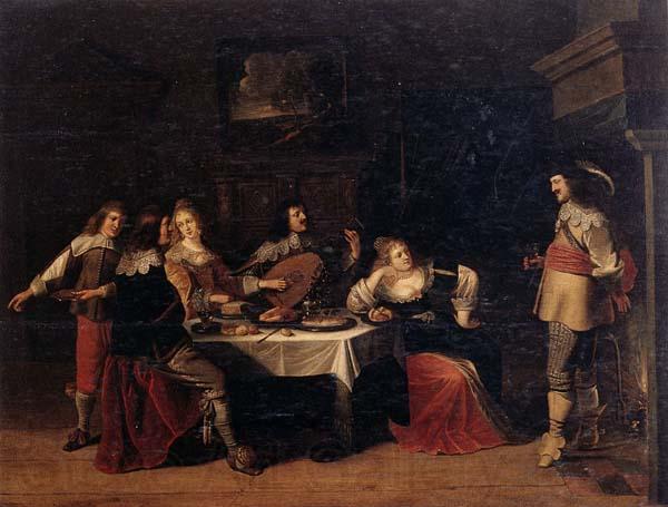 Christoph jacobsz.van der Lamen Cavaliers and courtesans in an interior Spain oil painting art